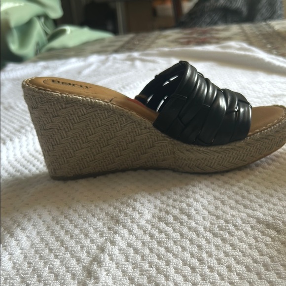 Born Black Wedge Sandals with Braided Leather NWT - Picture 3 of 5